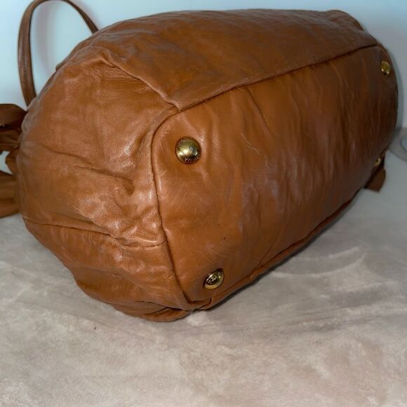 AUTHENTIC PRADA LAMBSKIN HOBO BAG CAMEL MEDIUM - Picture 9 of 15